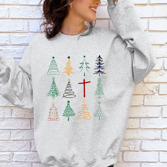 Christmas Tree and Cross Sweatshirt