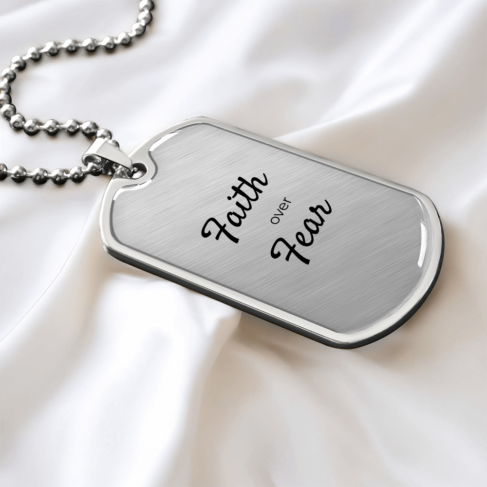 Faith Over Fear Dog Tag Necklace