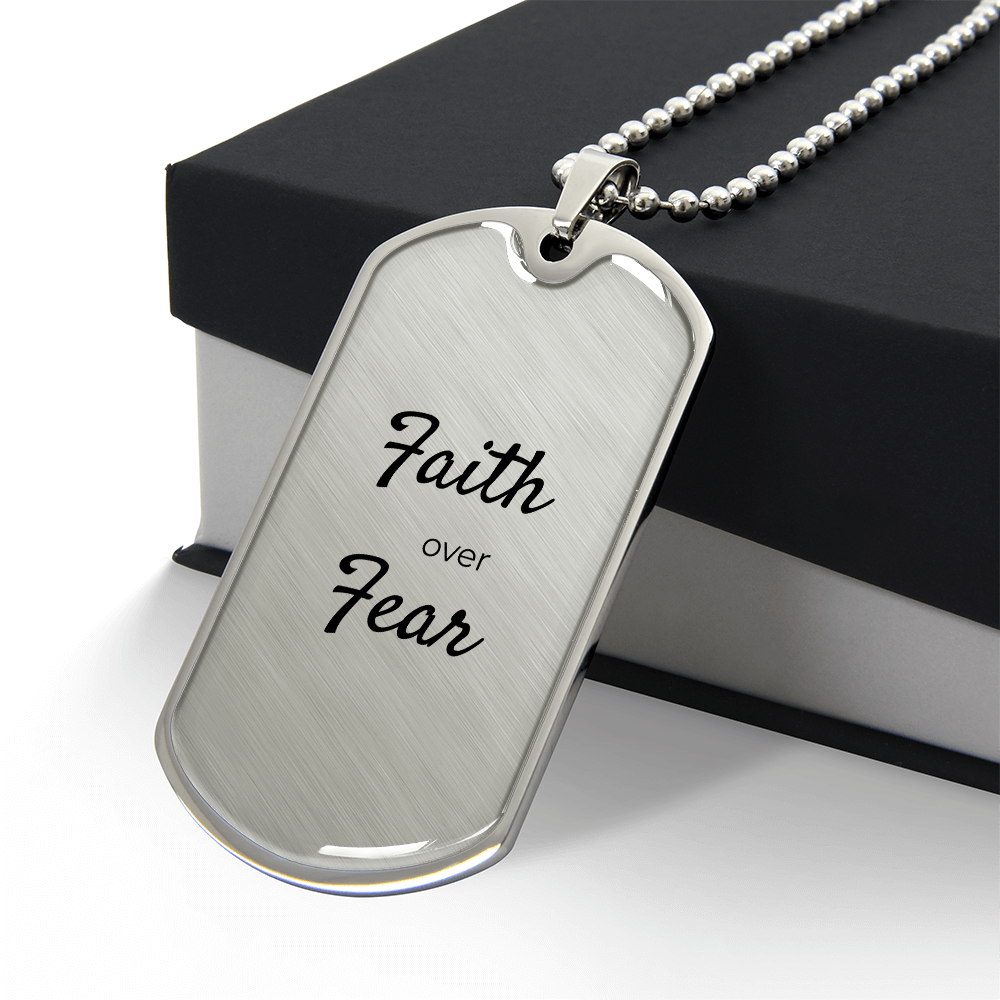 Faith Over Fear Dog Tag Necklace