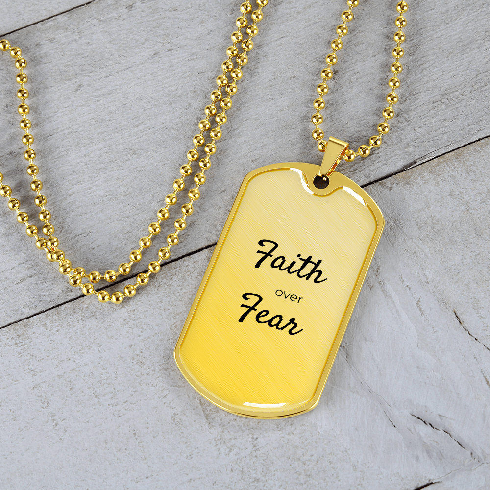 Faith Over Fear Dog Tag Necklace