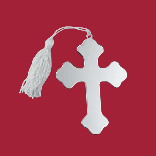 Cross Ornament W/white Tassel Np 4.5 X 3-2