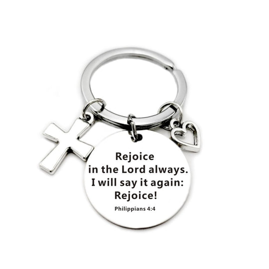 Bible Scripture Keychain with Cross and Heart Charm