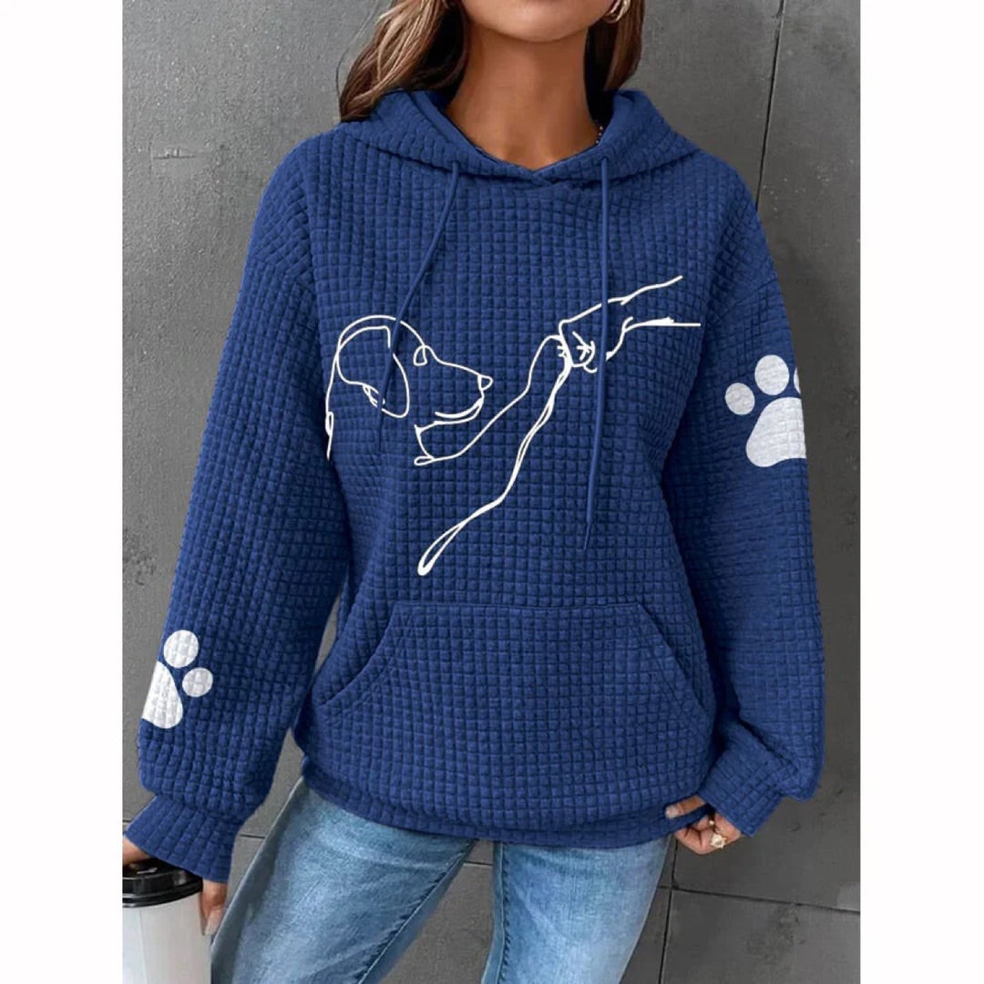 Dog - Human Fist Bump Waffle Knit Hooded Pullover