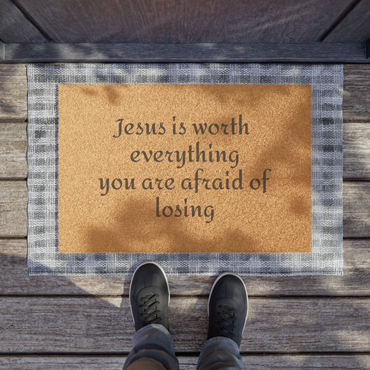 Welcome Mat - Jesus is worth everything Home Decor