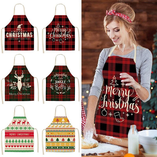 Cotton linen Christmas apron