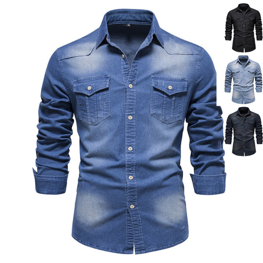 Men's Casual Long-sleeved Denim Shirt