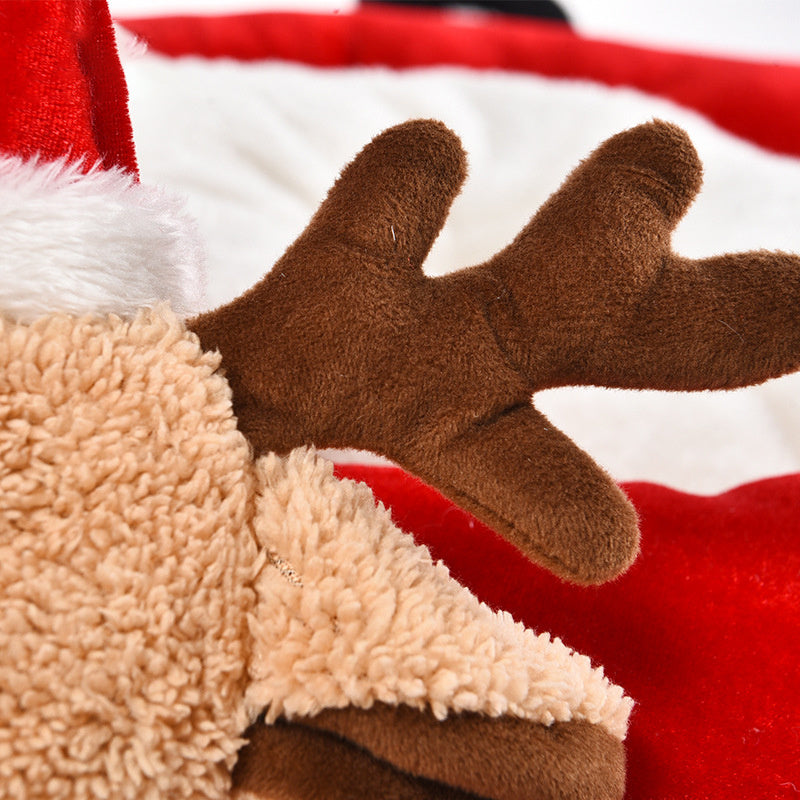 Reindeer round nest pet bed