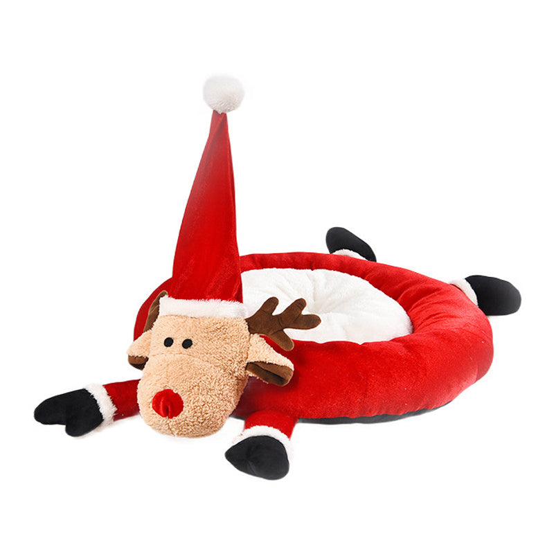 Reindeer round nest pet bed