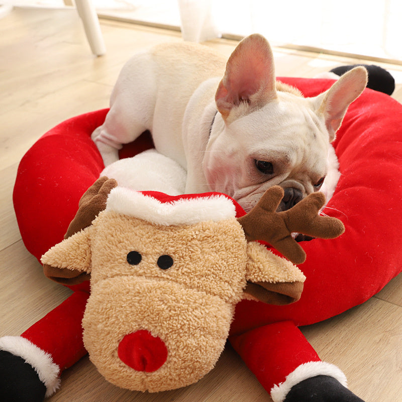 Reindeer round nest pet bed