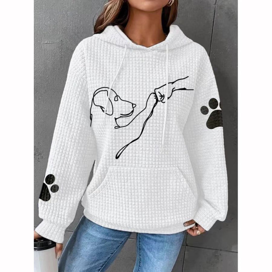 Dog - Human Fist Bump Waffle Knit Hooded Pullover