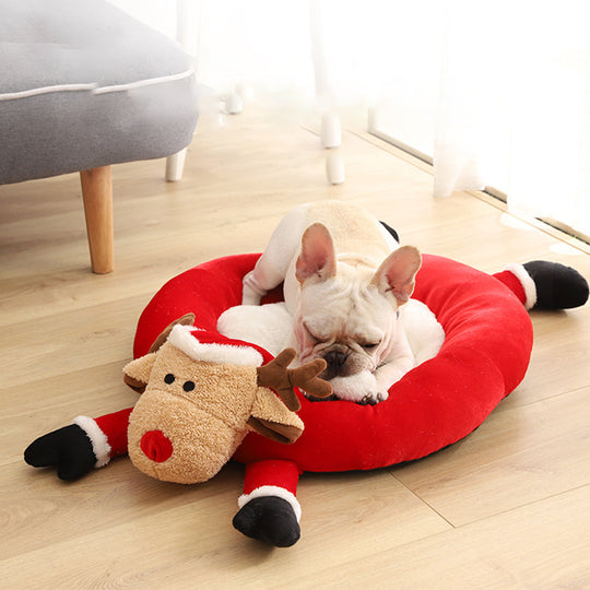 Reindeer round nest pet bed