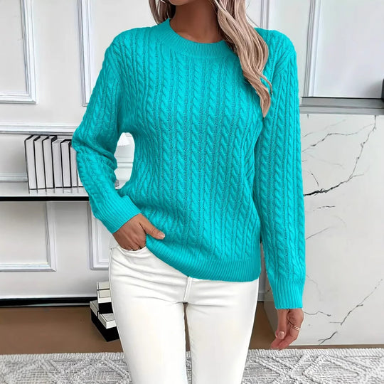 Versatile Fashion Classic Twist Round Neck Cable Knit Sweater