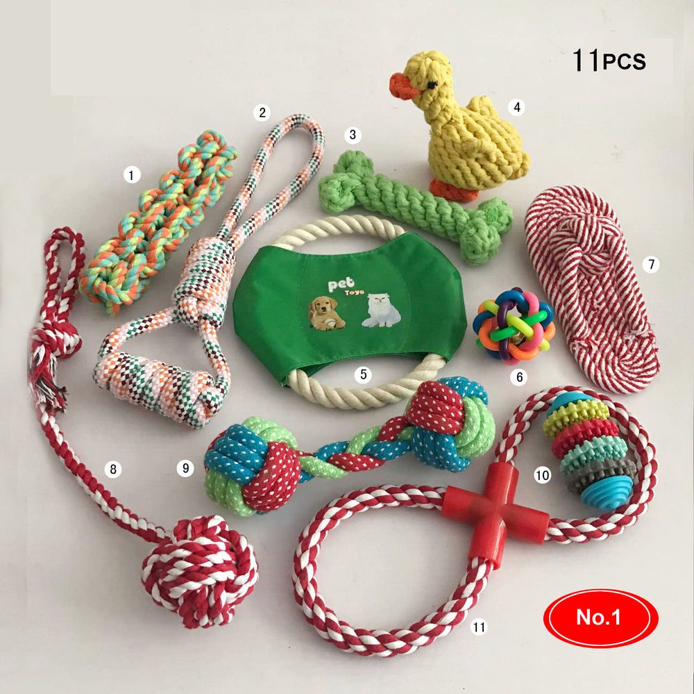 Dog cotton rope nibble toy 10 pc. set