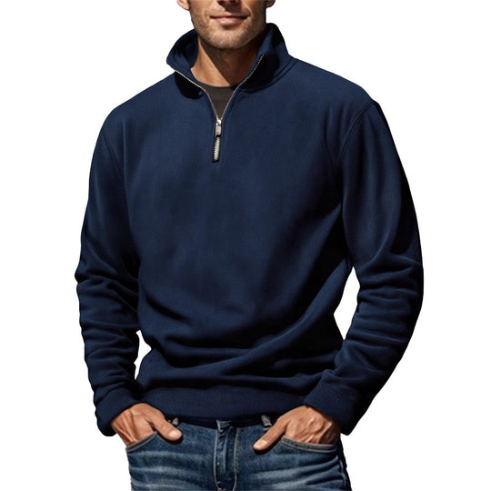 Men's Polar Fleece Top Simple Stand Collar Pullover Sweater
