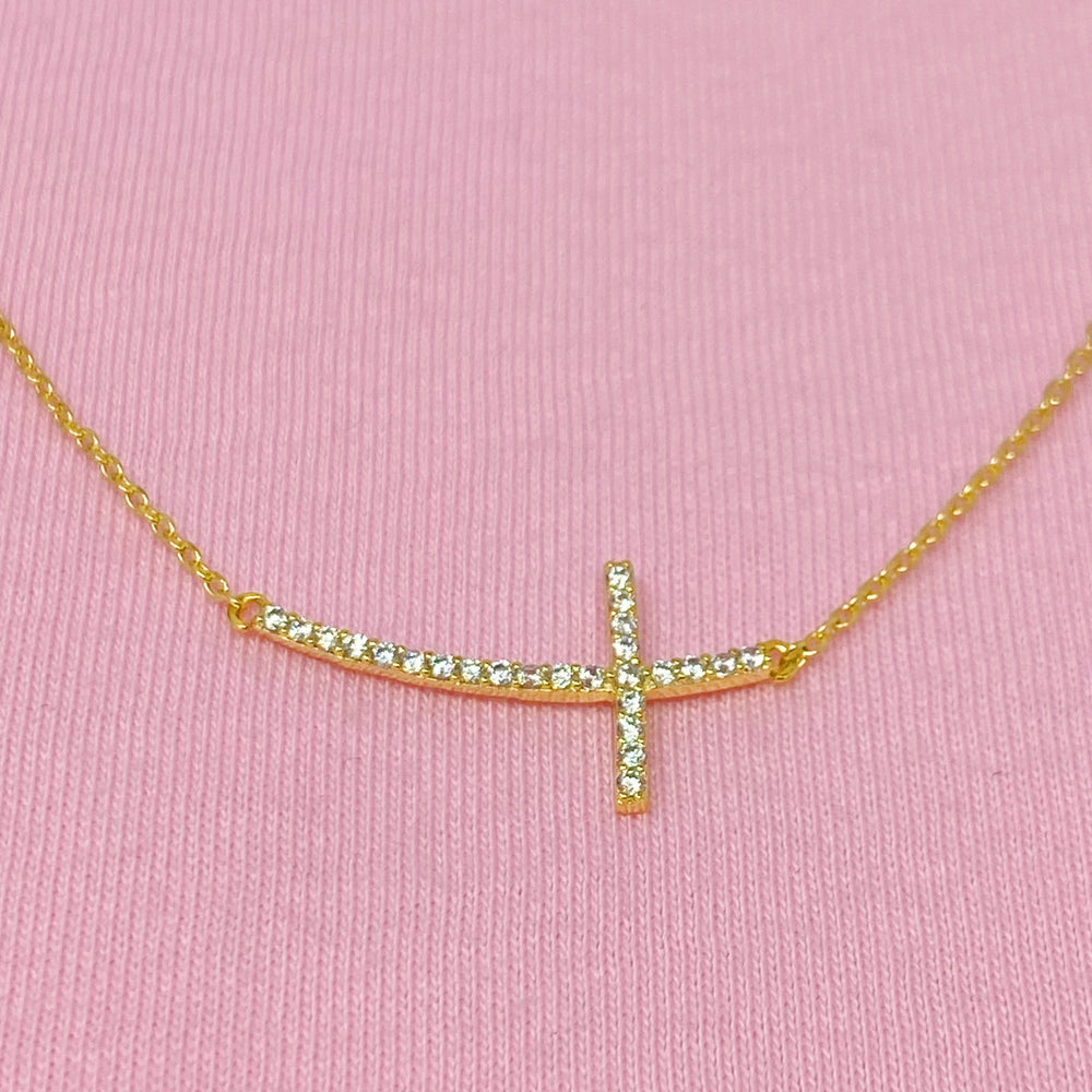 Shiny Side Cross Necklace-1