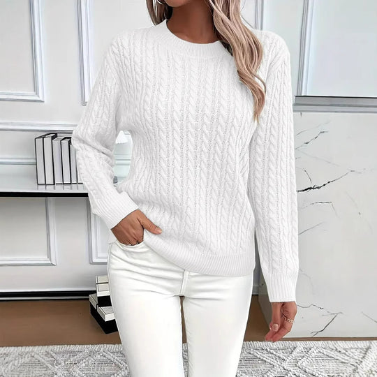 Versatile Fashion Classic Twist Round Neck Cable Knit Sweater