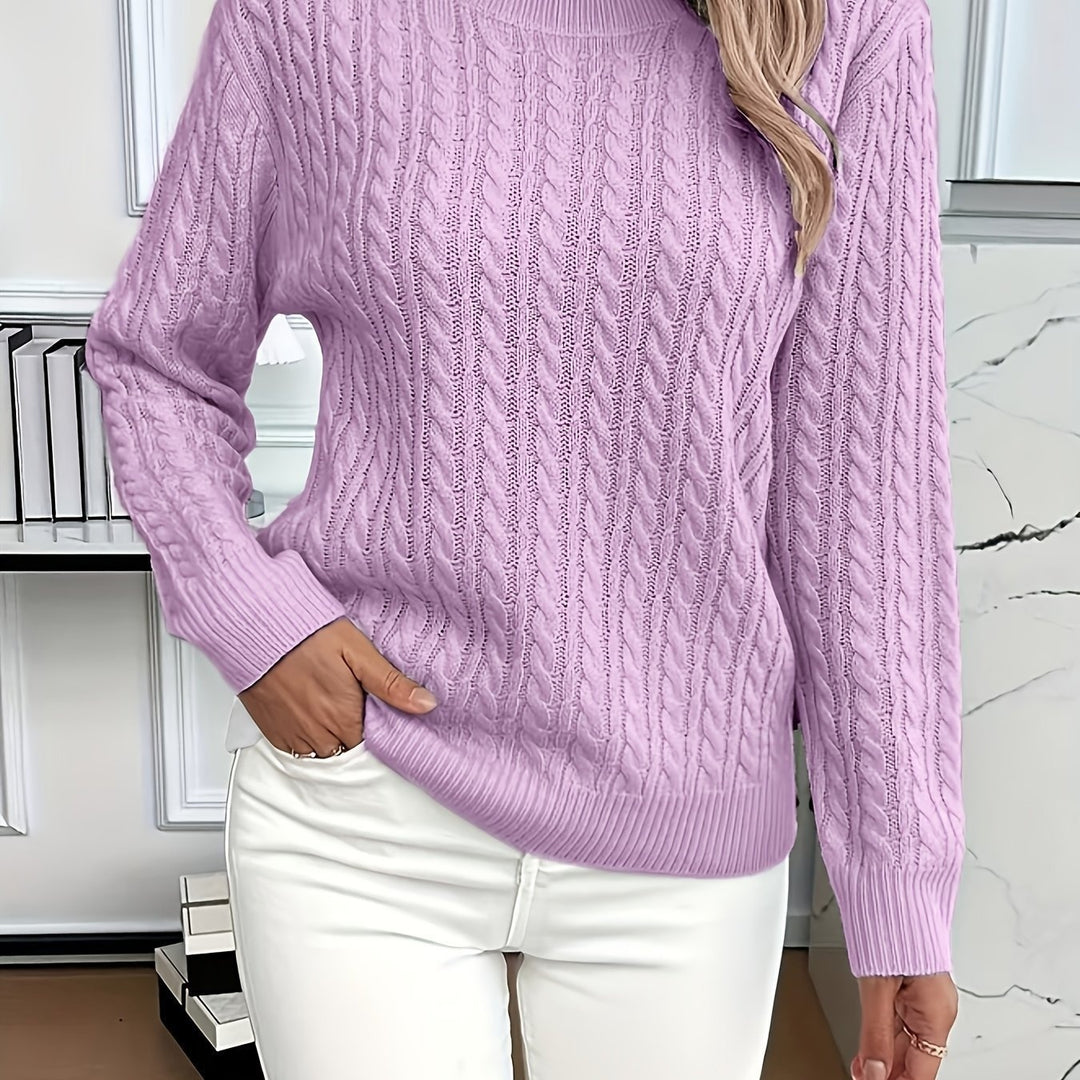 Versatile Fashion Classic Twist Round Neck Cable Knit Sweater