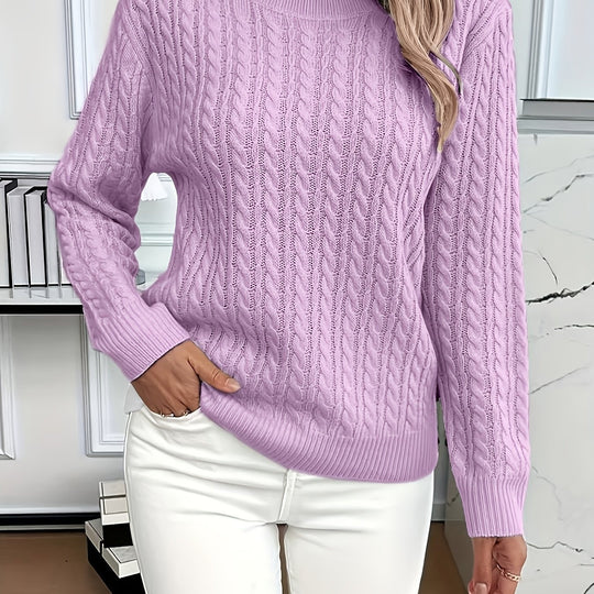Versatile Fashion Classic Twist Round Neck Cable Knit Sweater