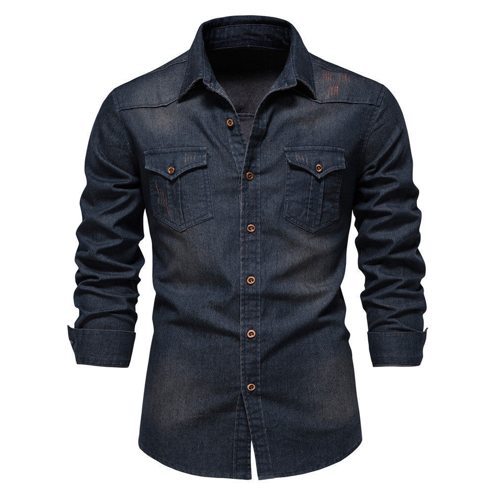Men's Casual Long-sleeved Denim Shirt