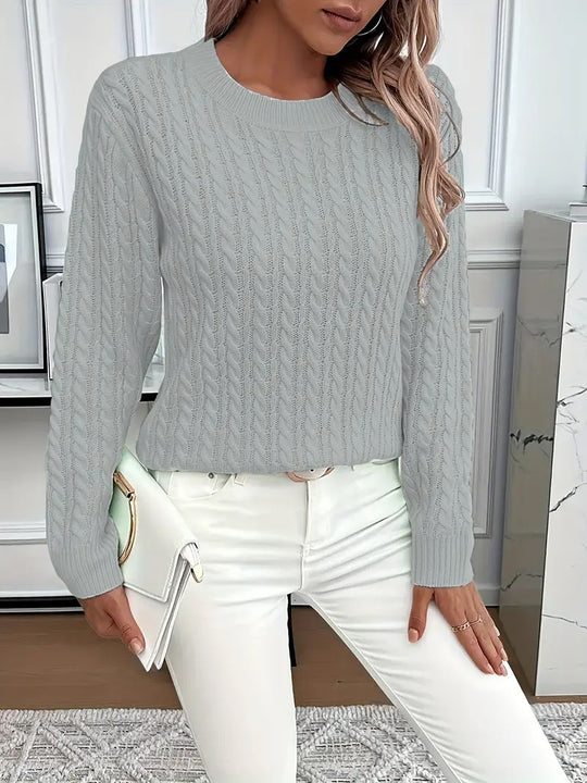 Versatile Fashion Classic Twist Round Neck Cable Knit Sweater