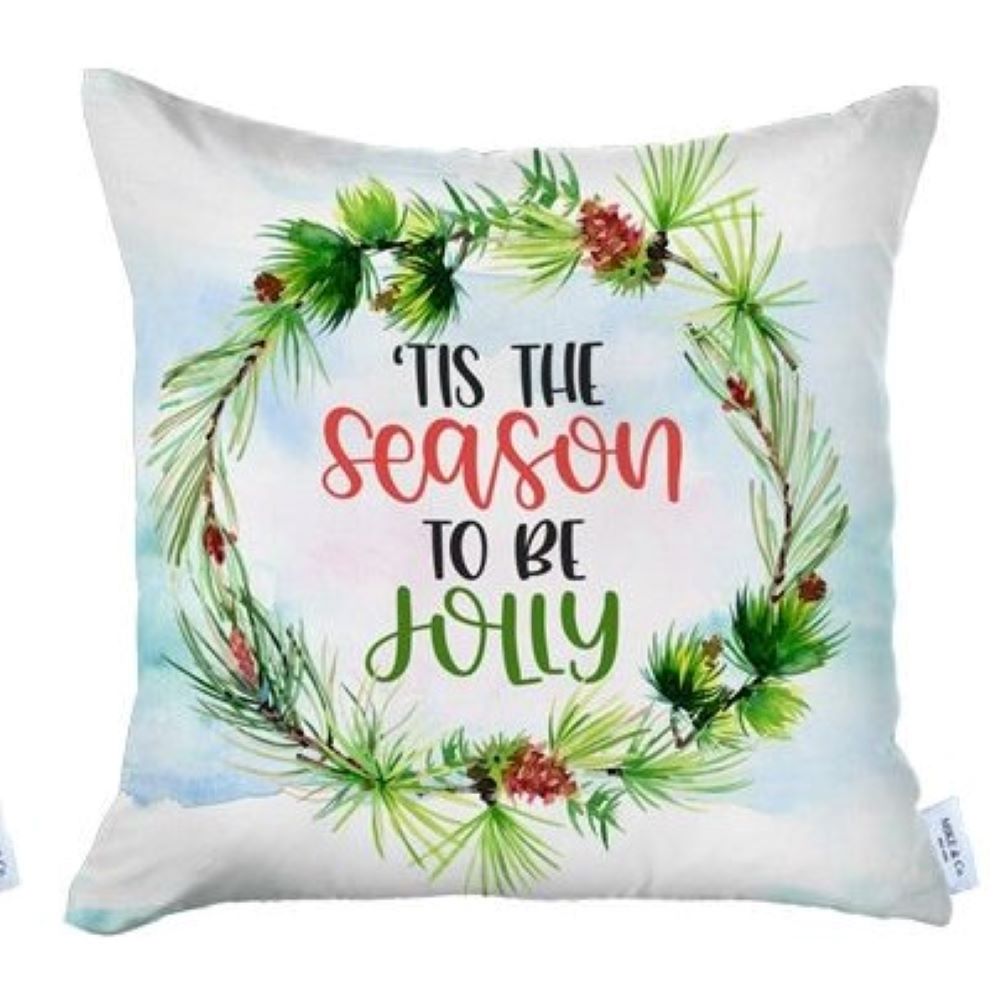 Set of Four Green Christmas Christmas Tree Fabric Throw Pillow Covers-1