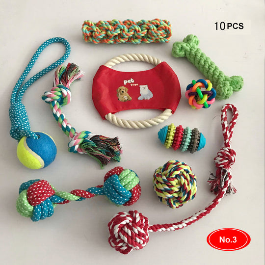 Dog cotton rope nibble toy 10 pc. set
