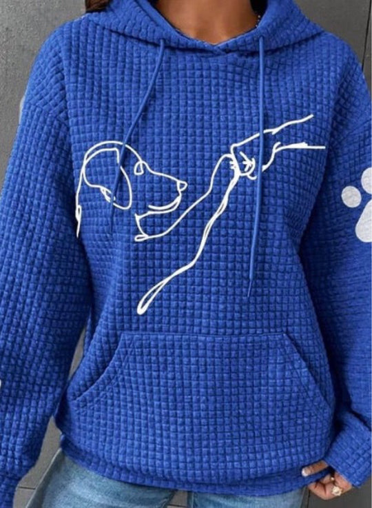 Dog - Human Fist Bump Waffle Knit Hooded Pullover