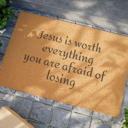Welcome Mat - Jesus is worth everything Home Decor