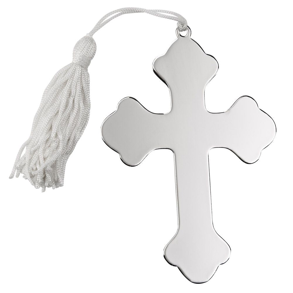Cross Ornament W/white Tassel Np 4.5 X 3-1