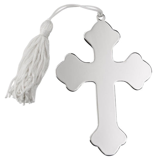 Cross Ornament W/white Tassel Np 4.5 X 3-1