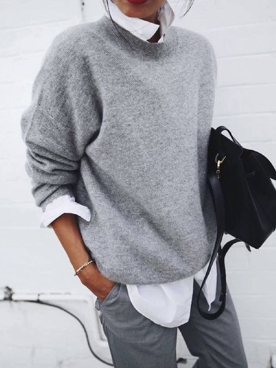 Long Sleeve Pullover Fall And Winter Solid Color Sweater