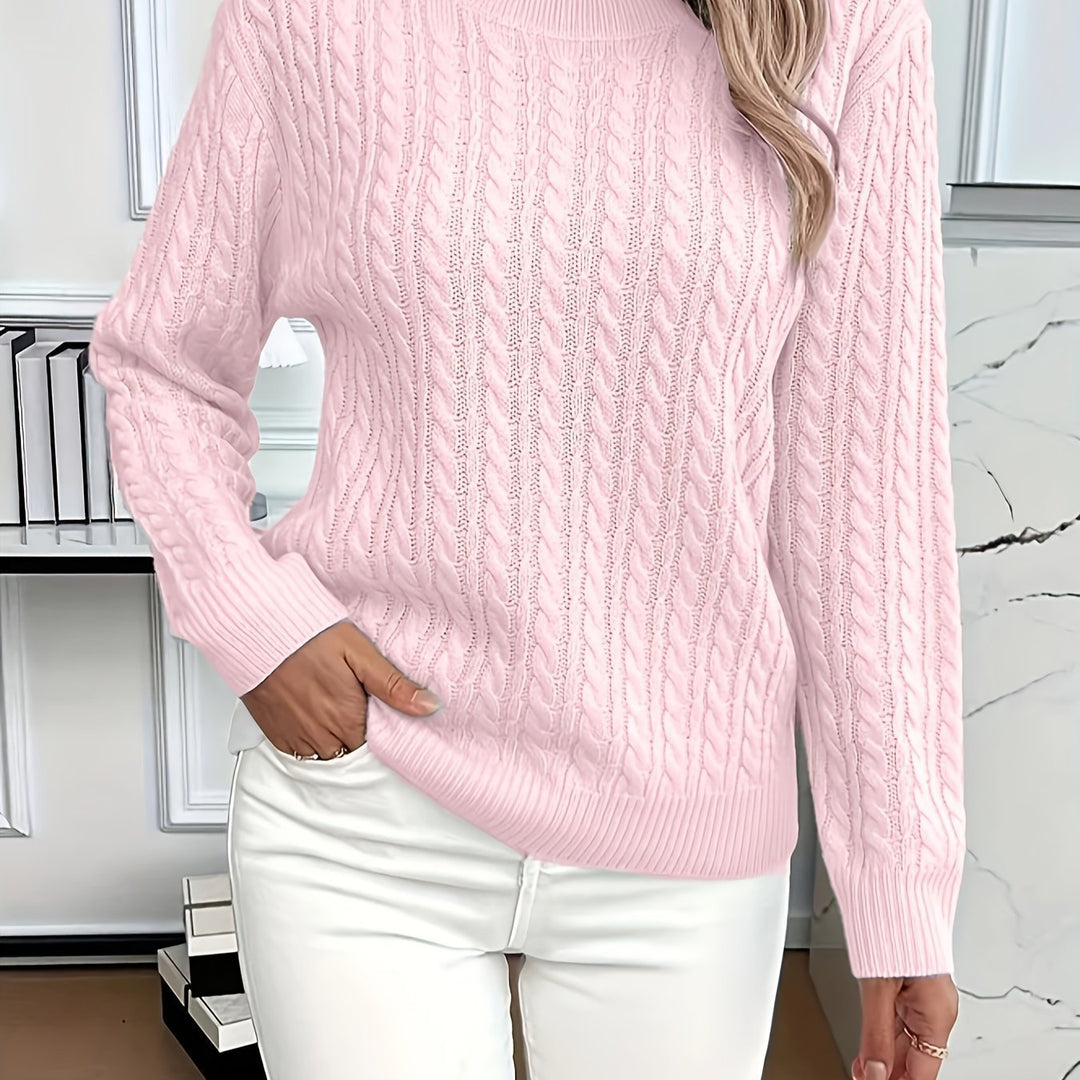 Versatile Fashion Classic Twist Round Neck Cable Knit Sweater