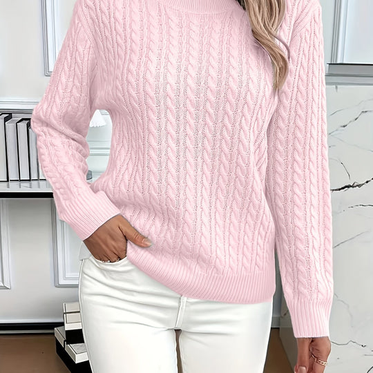 Versatile Fashion Classic Twist Round Neck Cable Knit Sweater