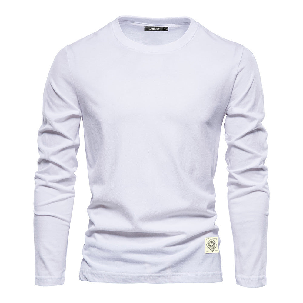 Men's Fashion Casual Exercise Outer Wear Round Neck Cotton Base Shirt