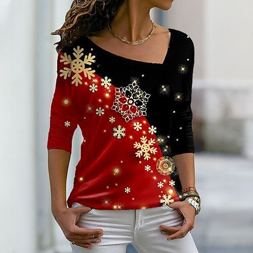 Christmas Long-sleeved Diagonal Collar Pullover Sweater