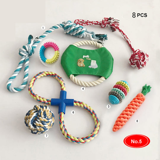 Dog cotton rope nibble toy 10 pc. set