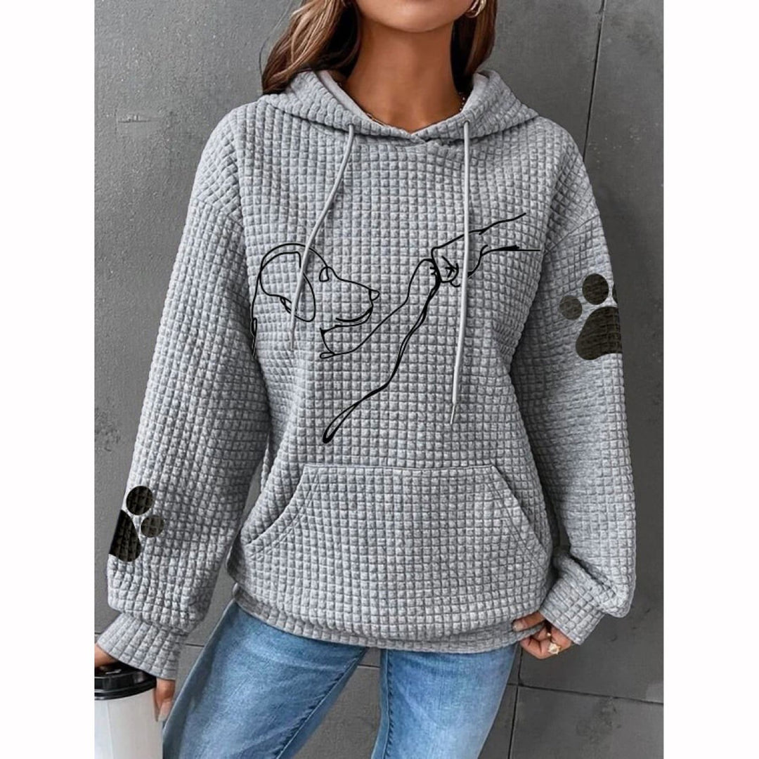 Dog - Human Fist Bump Waffle Knit Hooded Pullover