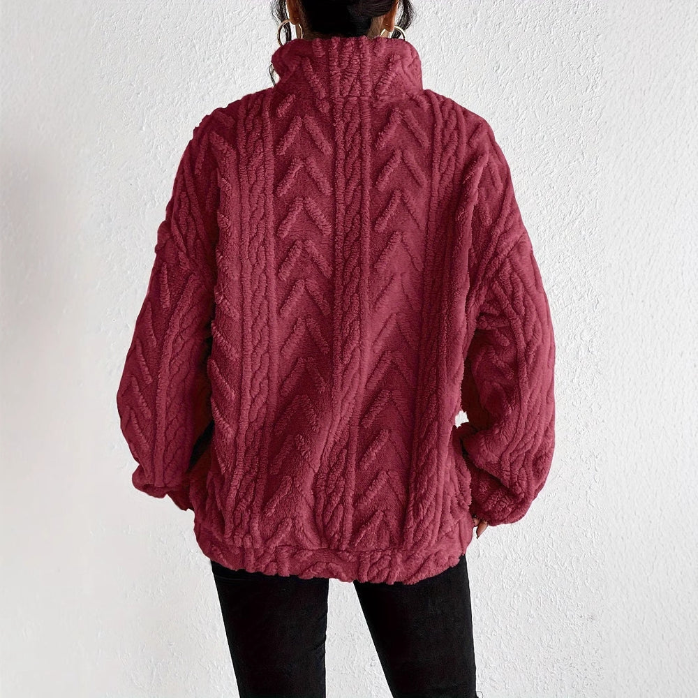 Quarter Zip Plush Pullover Top