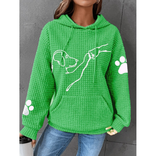 Dog - Human Fist Bump Waffle Knit Hooded Pullover