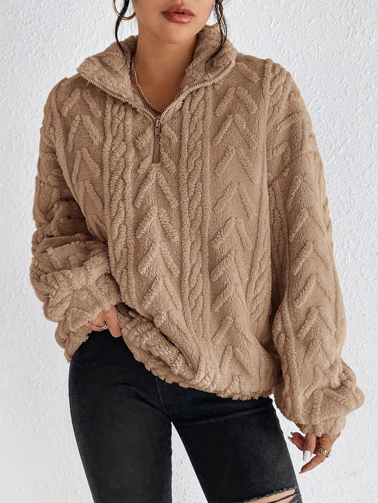 Quarter Zip Plush Pullover Top