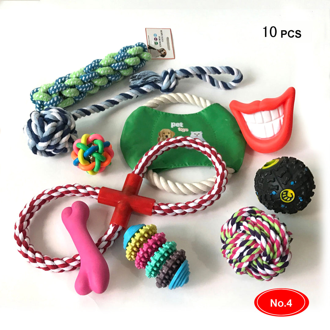 Dog cotton rope nibble toy 10 pc. set