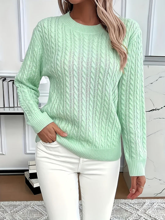 Versatile Fashion Classic Twist Round Neck Cable Knit Sweater
