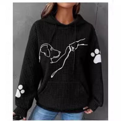 Dog - Human Fist Bump Waffle Knit Hooded Pullover