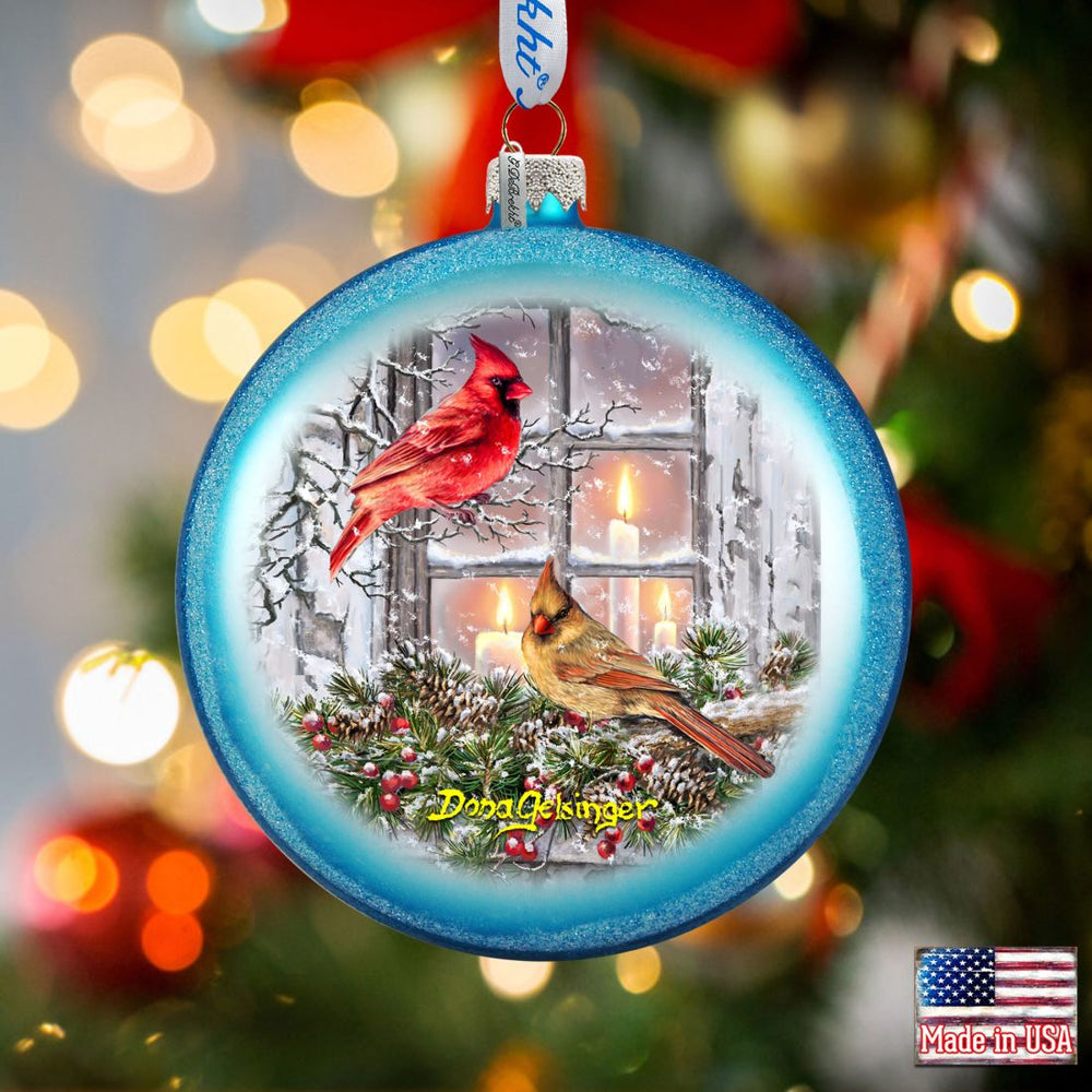 Christmas Cardinals Glass Ornament by D. Gelsinger - Christmas Decor - 71161-DG-1