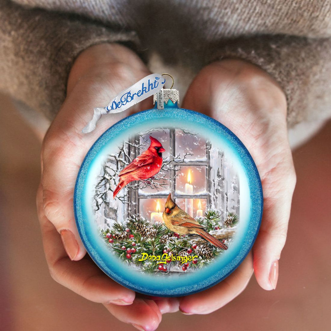 Christmas Cardinals Glass Ornament by D. Gelsinger - Christmas Decor - 71161-DG-2