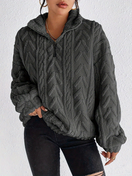 Quarter Zip Plush Pullover Top