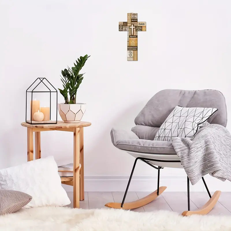 Faithful Reminders: Wooden Christian Cross Wall Decor with Biblical Verse-2