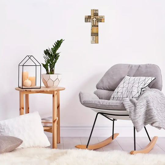Faithful Reminders: Wooden Christian Cross Wall Decor with Biblical Verse-2
