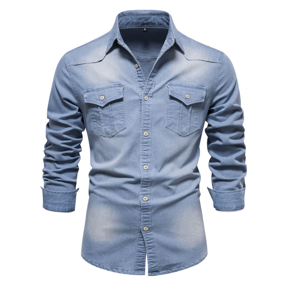 Men's Casual Long-sleeved Denim Shirt