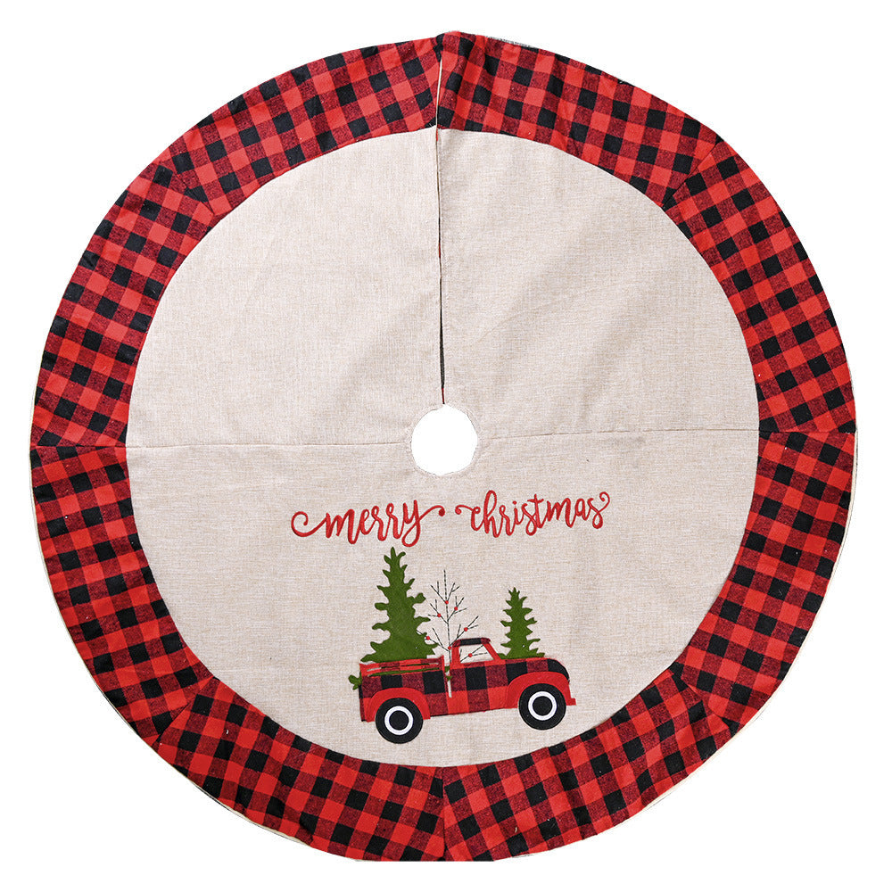 Farmhouse Linen Red Truck Christmas Tree Skirt